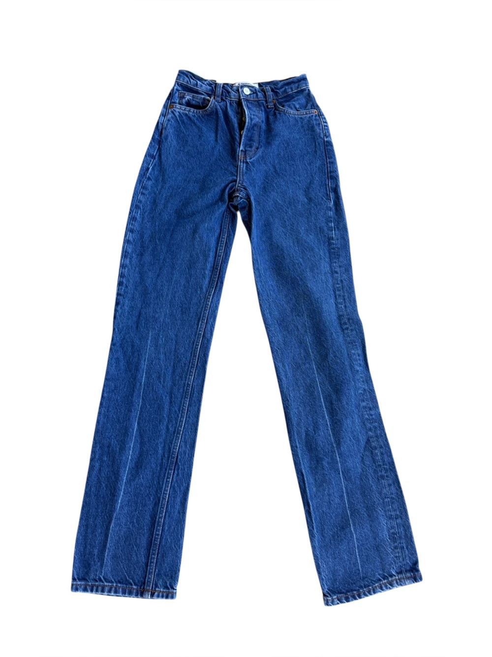 Reformation Cynthia High Rise Straight Jeans Sz 24 Blue Button No stretch Pants - Picture 2 of 15